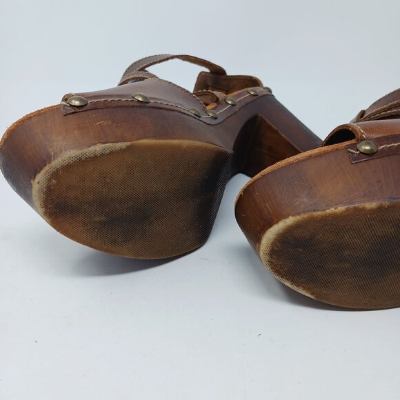Sbicca UNISON Brown Leather Platform Clog Sandals Size 40 Made in Italy Chunky - Picture 11 of 16